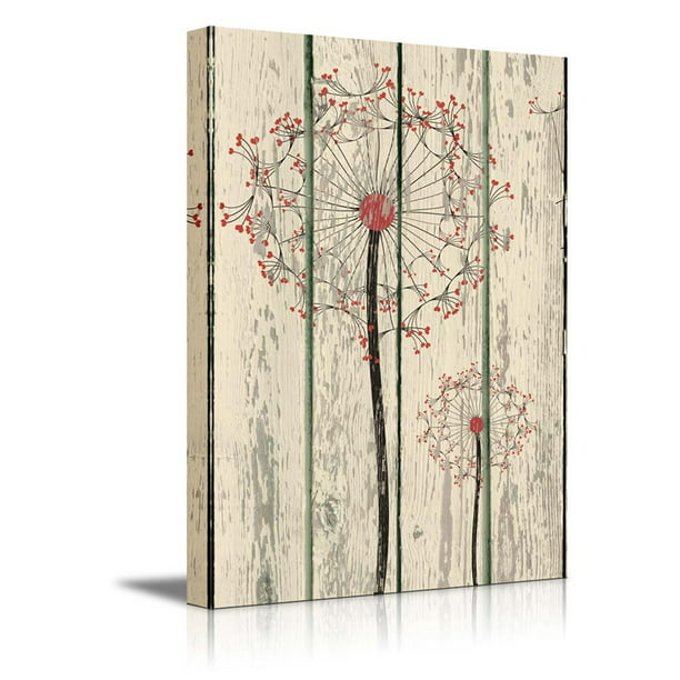 Artistic Abstract Dandelion on Vintage Wood Background Canvas Prints 12"x18" 